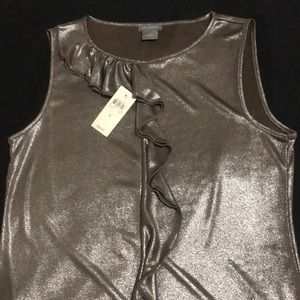 NWT ANN TAYLOR : 💕❤️silver shimmering women’s top:S